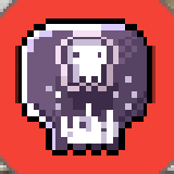 O botão vermelho mostrando o ícone da magia guardada