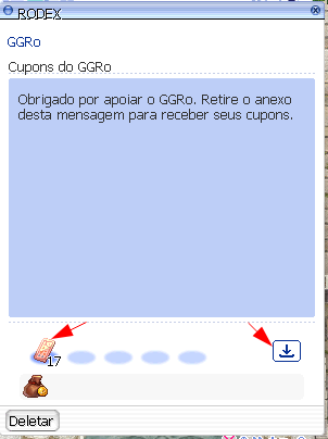 Mensagem aberta mostrando o anexo e o botão de retirar